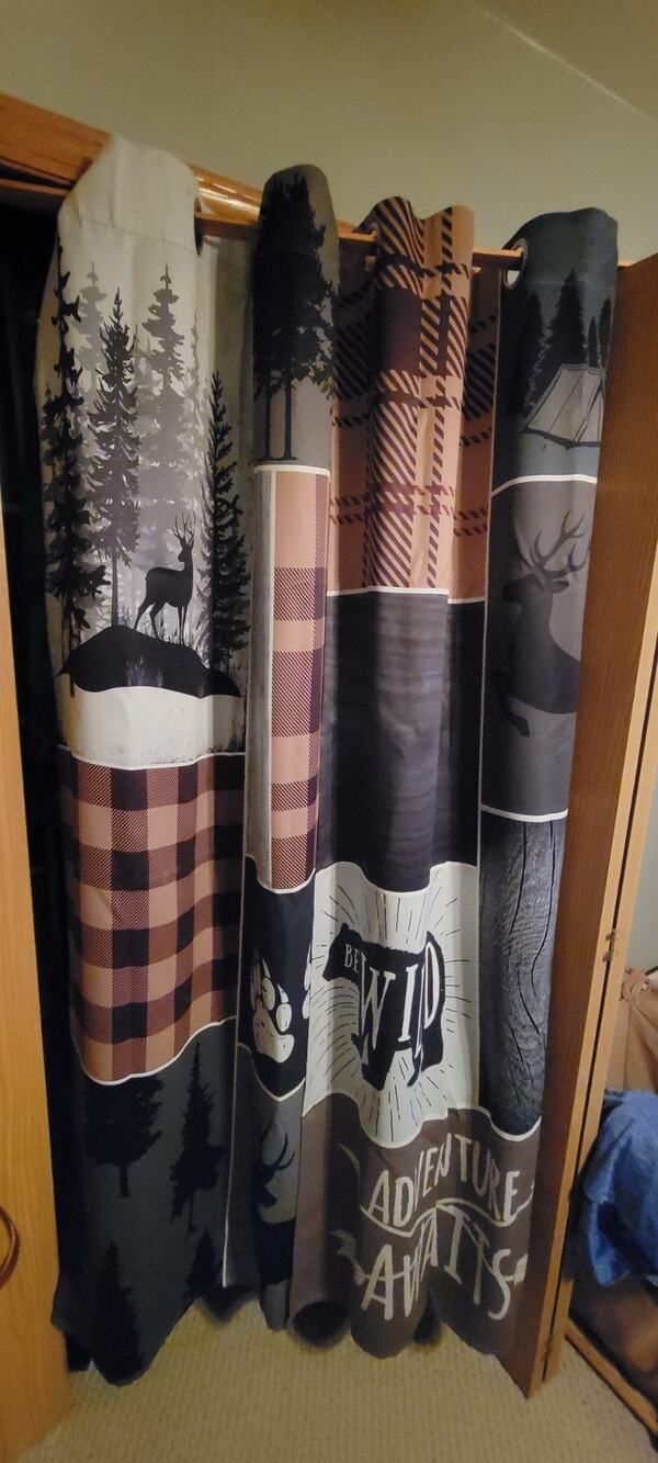 Kazynee Cabin Blackout Curtains 2 Panel Set Deer Bear Plaid Lodge Wildlife 72x63